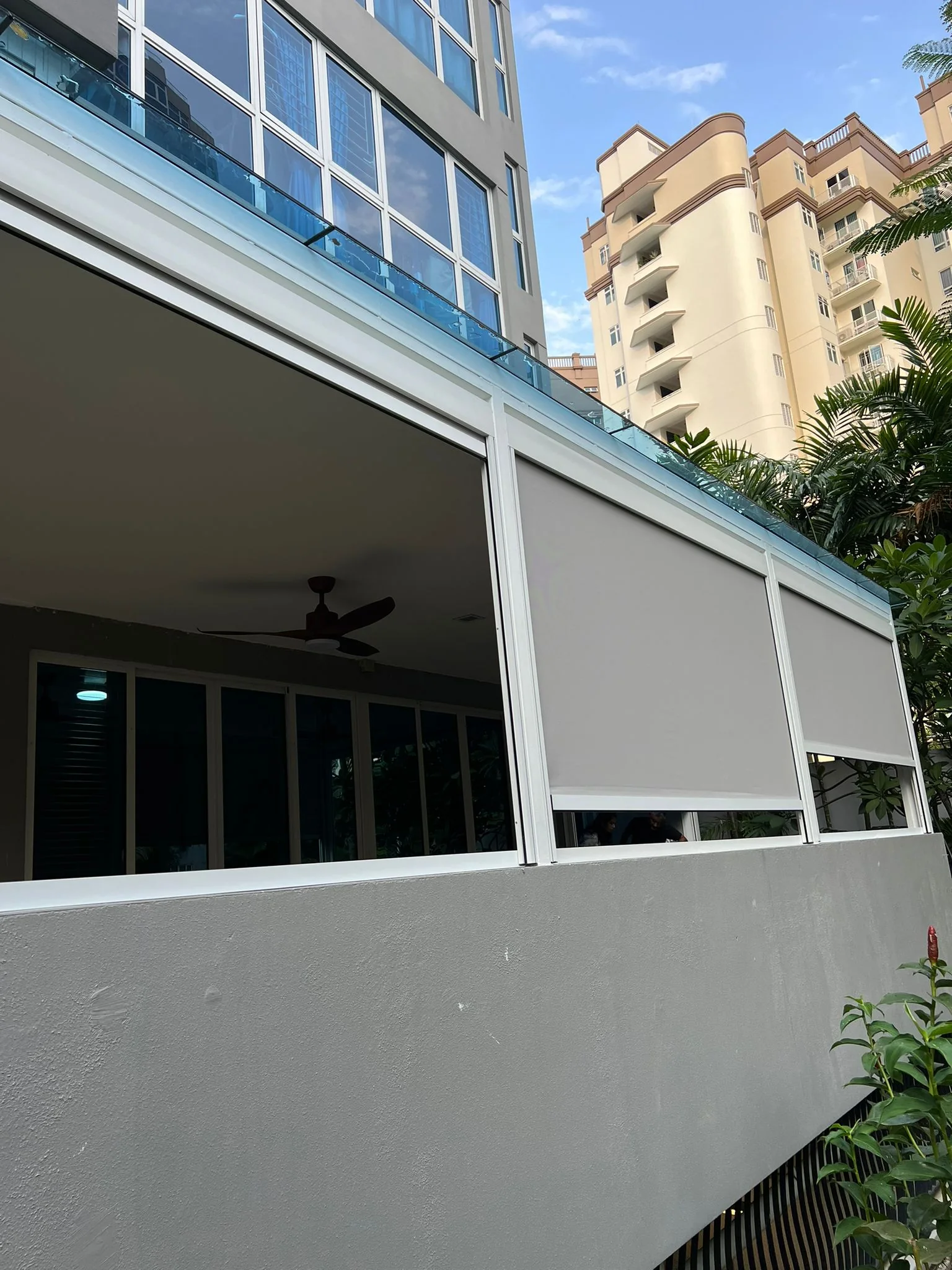 Landed house corner, ZipNice zip blinds installed by Exterior Design in Singapore